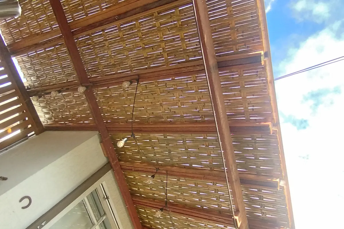 Bambu roliço inteiro alinhado